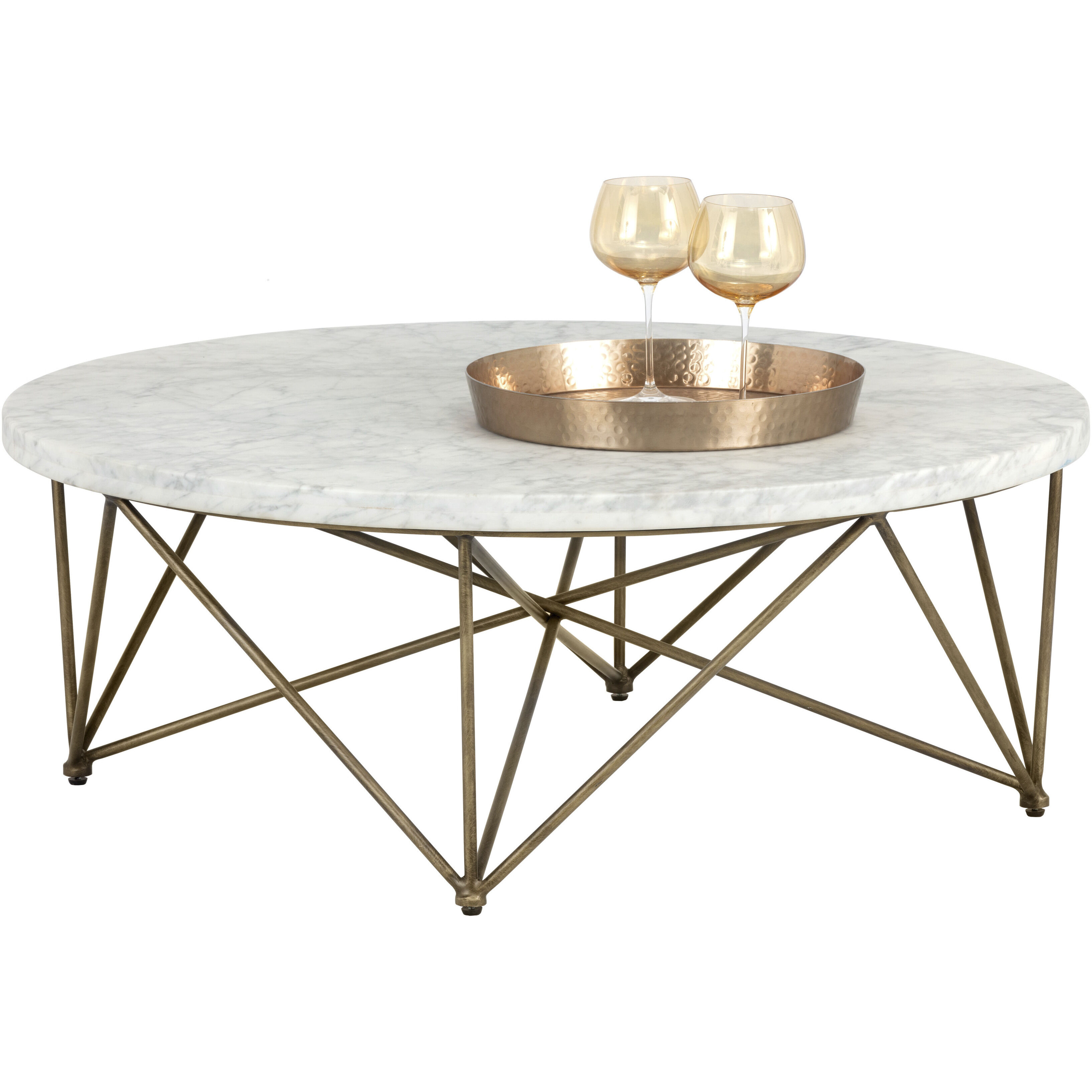 Skyy 40 X 15 inch White / Antique Brass Coffee Table